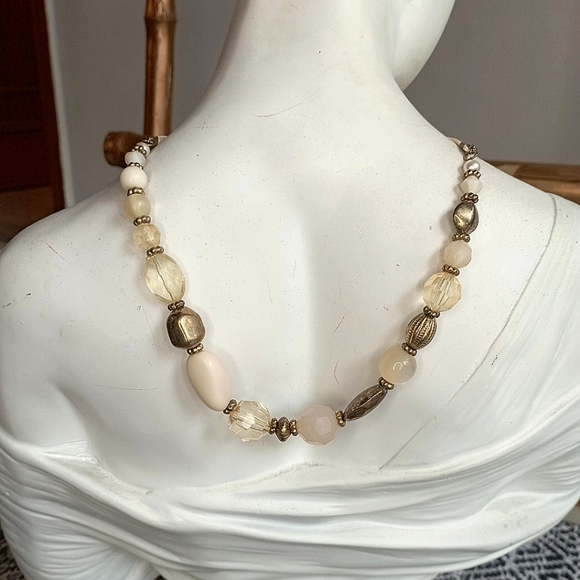 Al Jaber Gallery Jewelry - Off White and Brass Necklace